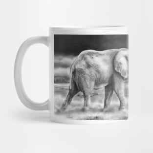 The Meeting - Realistic African elephant pencil drawing Mug